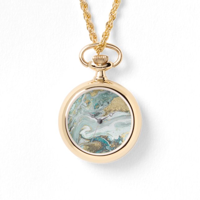 BLAUW OPAL MARBLE SPARKLE 2 BAND WATSEN HORLOGE (Voorkant)