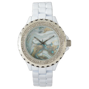BLAUW OPAL MARBLE SPARKLE DIAMONTE BAND WATTING HORLOGE