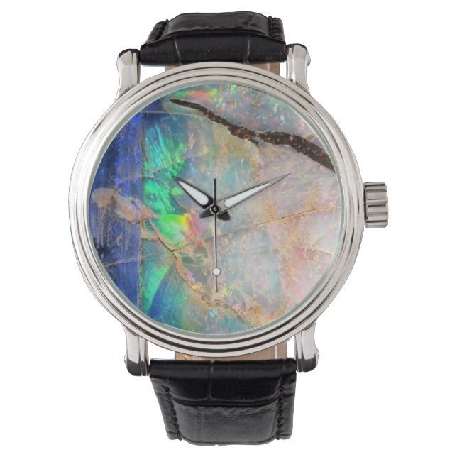 Blauw Opal Print Horloge (Voorkant)