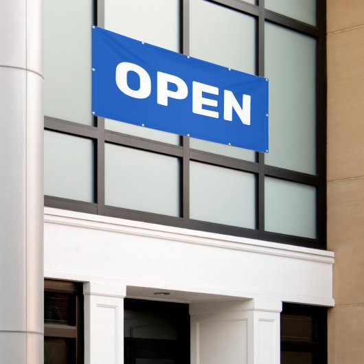 Blauw OPEN Banner (Buitenkant Gebouw)
