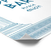 Blauw Open Bar feestbord met elegante tempel Poster (Hoek)