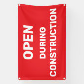 Blauw Open Tijdens Bouw Banner (Verticaal)