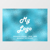 Blauw openingsuren bedrijf logo raamsticker (Vel)