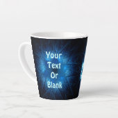 Blauw oplichtende Sjaloem op gegraveerde davidster Latte Mok (Linkerhoek)