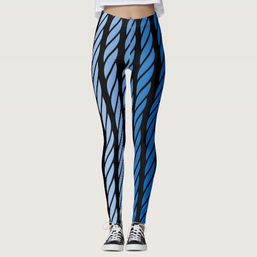 Blauw opmaakstripes decor leggings (Voorkant)