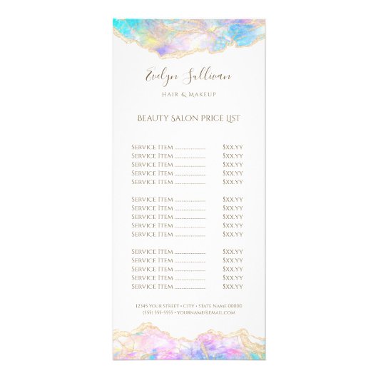 blauw optisch ontwerp - prijslijst - rackkaart reclamekaart (Voorkant)