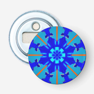 Blauw Oranje 3D Patroon ~ Button Flesopener