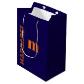 blauw & oranje aangepaste initiële naam modern medium cadeauzakje (Voorkant Gekanteld)