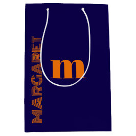 blauw & oranje aangepaste initiële naam modern medium cadeauzakje
