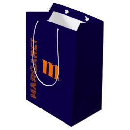 blauw & oranje aangepaste initiële naam modern medium cadeauzakje