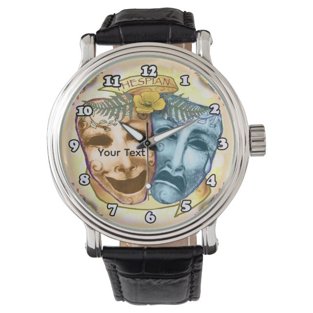Blauw Oranje Acteursmaskers Horloge (Voorkant)
