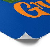 Blauw Oranje Afstuderen fototekenpartitie Poster (Hoek)