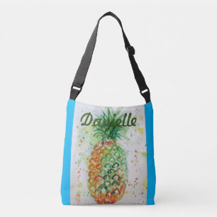 Blauw Oranje ananas Meisjesnaam art Crossbody Bag Crossbody Tas