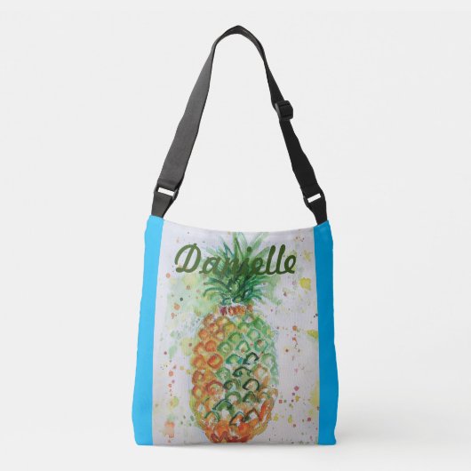 Blauw Oranje ananas Meisjesnaam art Crossbody Bag Crossbody Tas (Voorkant)