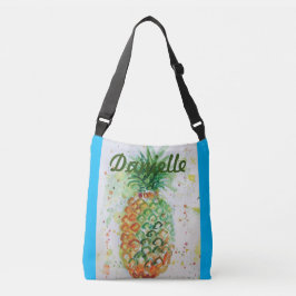 Blauw Oranje ananas Meisjesnaam art Crossbody Bag Tas