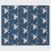 blauw-oranje astronaut Panda Cadeaupapier (Vlak)