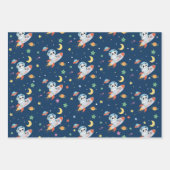 blauw-oranje astronaut Panda Inpakpapier Vel (Voorkant)