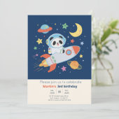 blauw-oranje astronaut Panda Kaart (Staand voorkant)