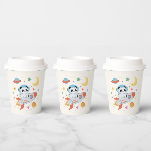 blauw-oranje astronaut Panda Papieren Bekers (Multi)