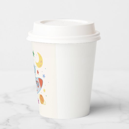 blauw-oranje astronaut Panda Papieren Bekers (Links)