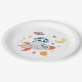 blauw-oranje astronaut Panda Papieren Bordje (Gekanteld)