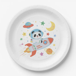 blauw-oranje astronaut Panda Papieren Bordje