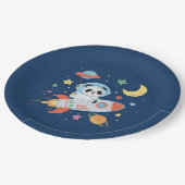 blauw-oranje astronaut Panda Papieren Bordje (Gekanteld)