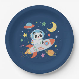 blauw-oranje astronaut Panda Papieren Bordje