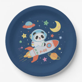 blauw-oranje astronaut Panda Papieren Bordje