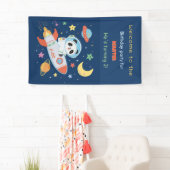 blauw-oranje astronaut Panda Spandoek (Insitu)