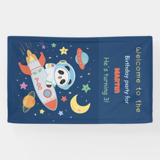 blauw-oranje astronaut Panda Spandoek (Horizontaal)