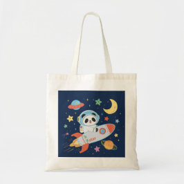 blauw-oranje astronaut Panda Tote Bag