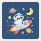 blauw-oranje astronaut Panda Vierkante Sticker (Voorkant)