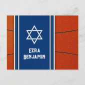 Blauw Oranje Basketbal Bar Mitzvah Dank je wel Briefkaart (Voorkant)