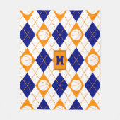 blauw oranje basketbalteam kleuren argyle fleece deken (Voorkant)