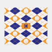 blauw oranje basketbalteam kleuren argyle fleece deken (Voorkant (Horizontaal))