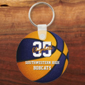 blauw oranje basketbalteam kleuren sleutelhanger (Achterkant)