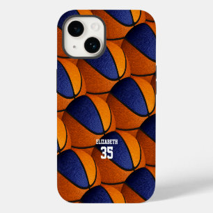 blauw oranje basketbalteamkleuren meisjes jongens iPhone 14 hoesje
