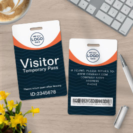 Blauw Oranje Bedrijfsbezoekerspas ID Barcode Badge