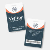 Blauw Oranje Bedrijfsbezoekerspas ID Barcode Badge (Voor- en achterkant)