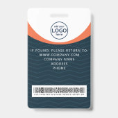 Blauw Oranje Bedrijfsbezoekerspas ID Barcode Badge (Achterkant)