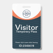 Blauw Oranje Bedrijfsbezoekerspas ID Barcode Badge (Voorzijde)