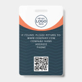 Blauw Oranje Bedrijfsbezoekerspas ID QR-code Badge (Achterkant)