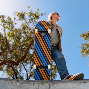 Blauw Oranje Blauw Verticaal Streepjes Design Persoonlijk Skateboard