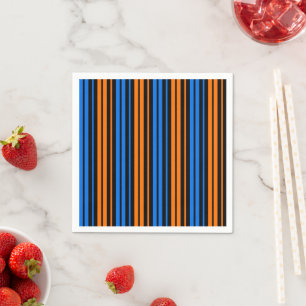 Blauw Oranje Blauw Verticaal Streepjes Design Servet