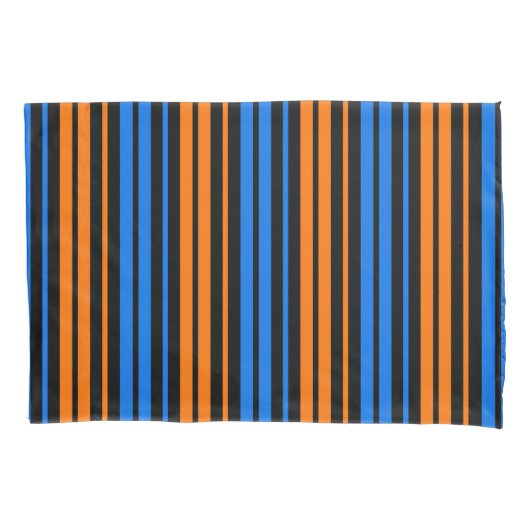 Blauw Oranje Blauw Verticale Strepen Design Kussensloop (Voorkant)