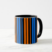 Blauw Oranje Blauw Verticale Strepen Design Mok (Voorkant rechts)