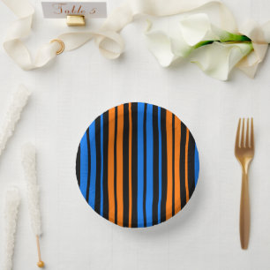 Blauw Oranje Blauw Verticale Strepen Design   Papieren Kommen