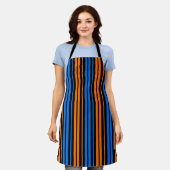Blauw Oranje Blauw Verticale Strepen Design Schort (Gedragen)