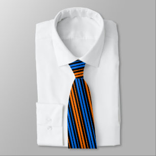 Blauw Oranje Blauw Verticale Strepen Design Stropdas